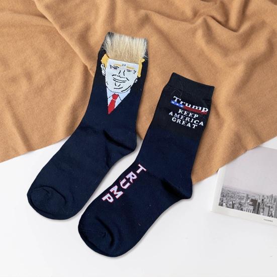 

1 пара носков Trump Keep America Great Print Президентская избирательная кампания Вязаные нечеткие светлые эластичные противоскользящие носки средней длины со средней трубкой Спортивные повседневные носки
