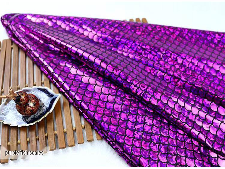Iridescent Mermaid Fabric: Fish Scale, Laser, Stretch, Ideal for Costumes & Stage Decor