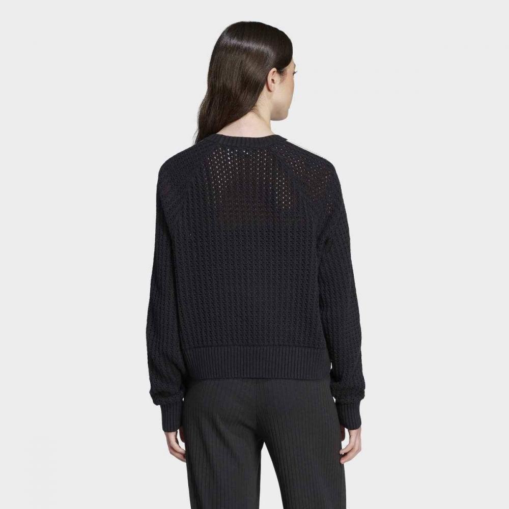 adidas Women S Adicolor Knitted Crew SweatShirt Black Jd0905