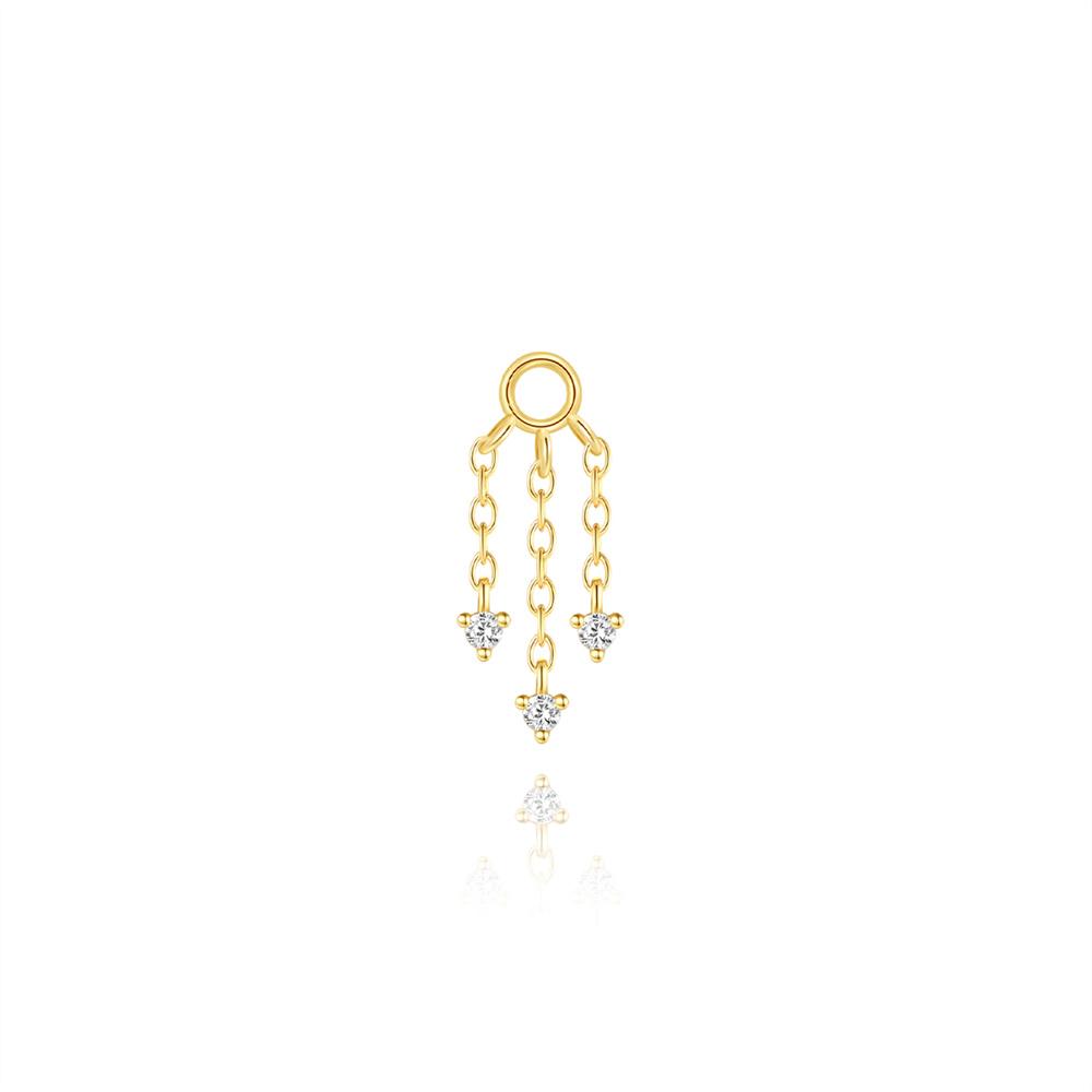 AIDE 1PC 925 Silver Zircon Piercing Chain Fit For Earring Hoops Ear Bone Studs DIY y2K Lucky Red Koi Fish Jewelry Accessories