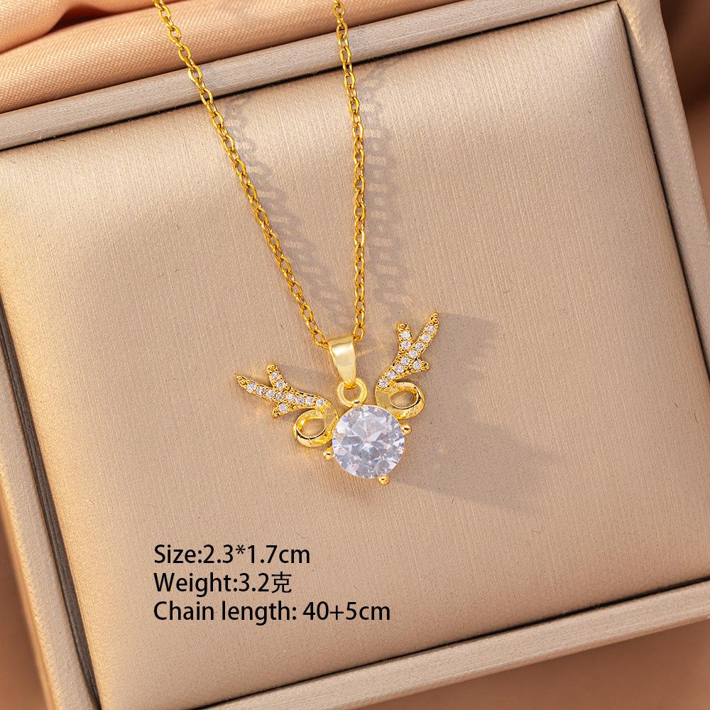 [Titanium Steel] Necklace Women's Copper Micro-inlaid Electroplating Advanced Sense Delicate Clavicle Chain Jewelry