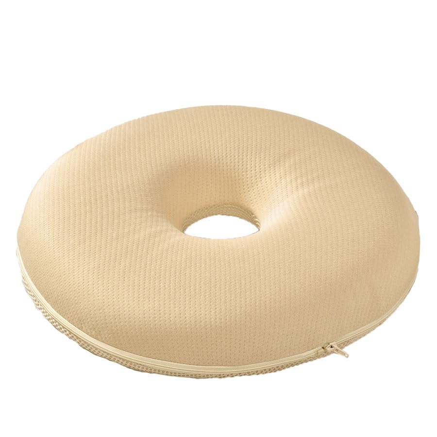 Soft molded round 40R x 6cm high low-resilience cushion, beige, approx.