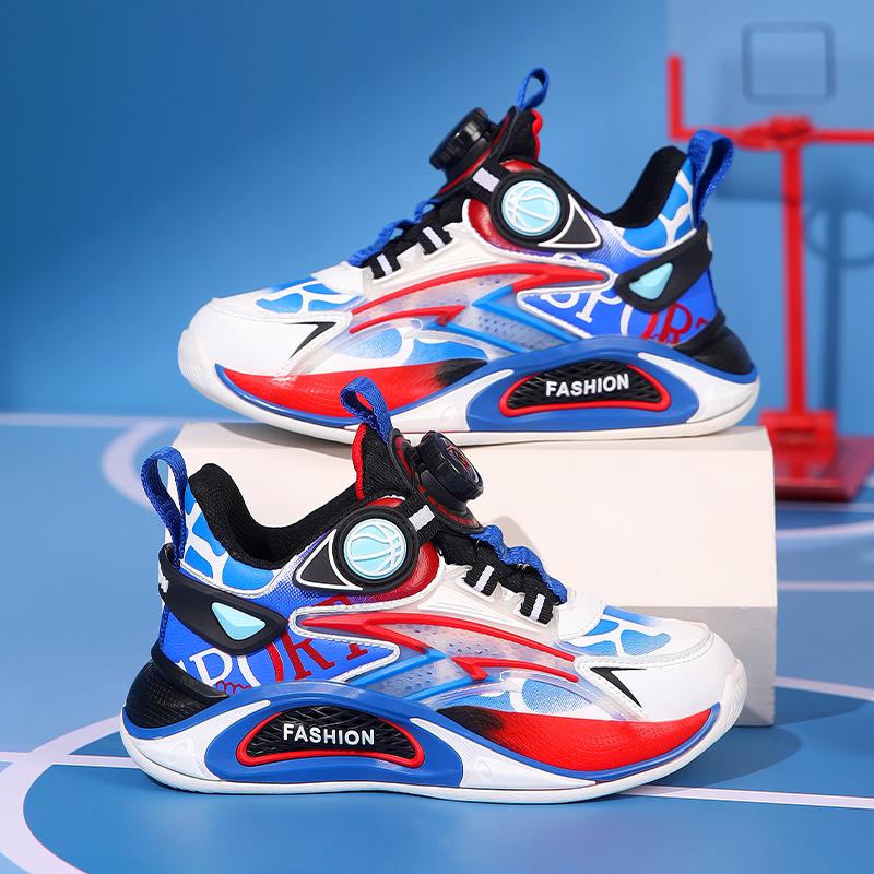 Spring 2025 Waterproof Leather Boys' Basketball Shoes for Kids - Wear-Resistant Trendy Running Shoes