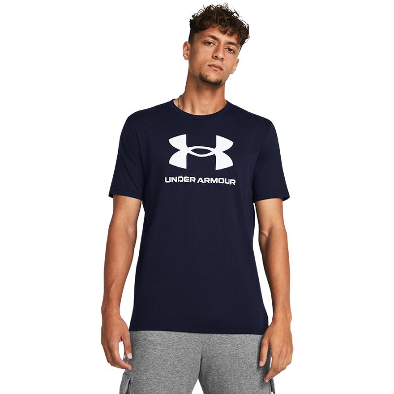 Under Armour Sportstyle Logo Print Crew Neck T-Shirt Men Tops Navy-Blue 1382911-408