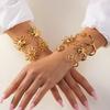 Stainless Steel Exaggerated Sunflower Opening Bracelets For Women Fashion Gold Color Punk Star Moon Cuff Bangles Party Jewelry