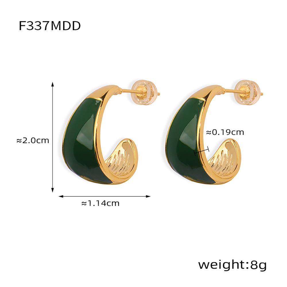 Retro Niche Light Luxury Earrings Temperament High-End Design Earrings Crescent-Shaped Size Copper Plated 18K Real Gold Stud Earrings
