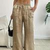 Women's Spring/Summer Sequined Drawstring Straight-Leg Pants