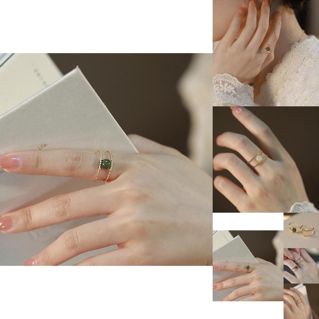Trendy Ins Style Double Layer Open Ring For Women Elegant Vintage Copper Jewelry