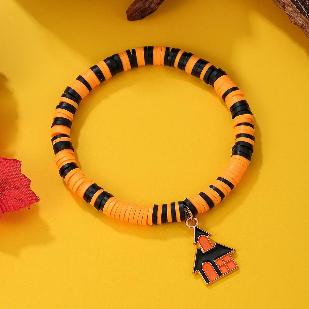 European and American Halloween Skull Pumpkin Pendant Soft Pottery Bracelet Popular Funny Alloy Pendant Bracelet