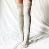 Damen Winter Beinwärmer Zopfmuster Kabelstrick Oberschenkelhohe Stiefelsocken Einfarbig Gedrehte Strickerei Über Knie Lange Strümpfe