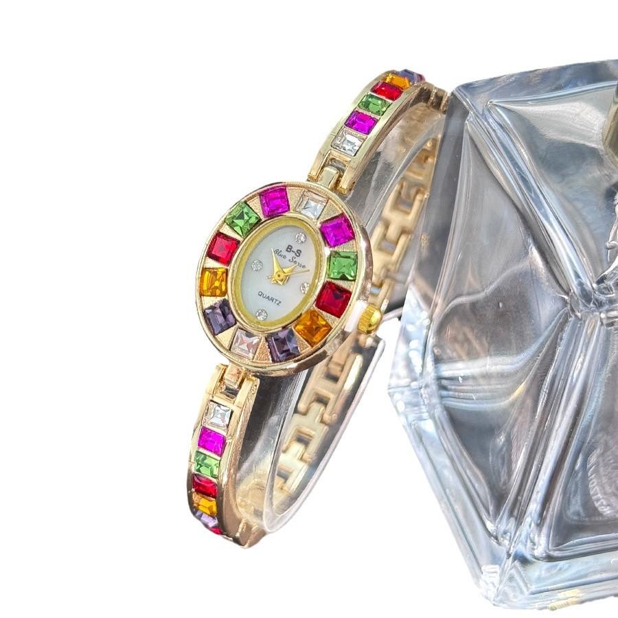Color Zircon High-end Sense Diamond-encrusted Women's Watch Niche Bracelet Bracelet Small Exquisite Quartz Watch