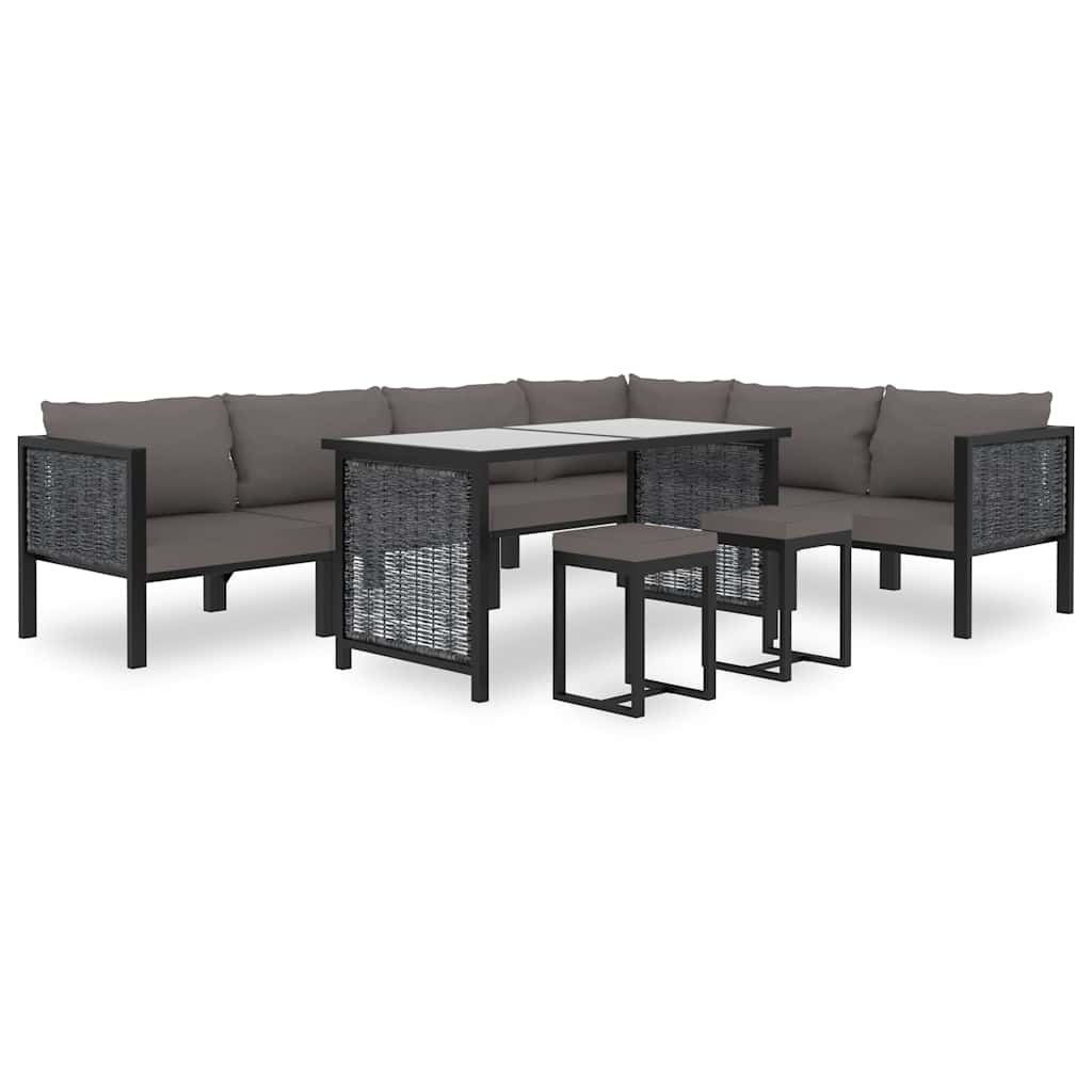 Corner Sofa Unit with Left Armrest Poly Rattan Anthracite