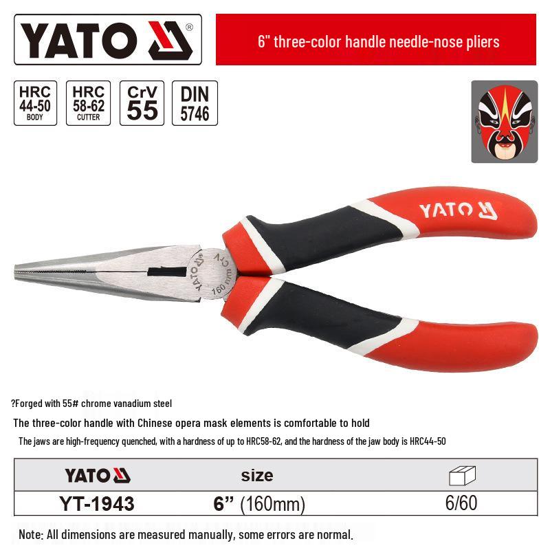 YATO Industrial Needle Nose & Diagonal Cutting Pliers Combo with Wire Strippers