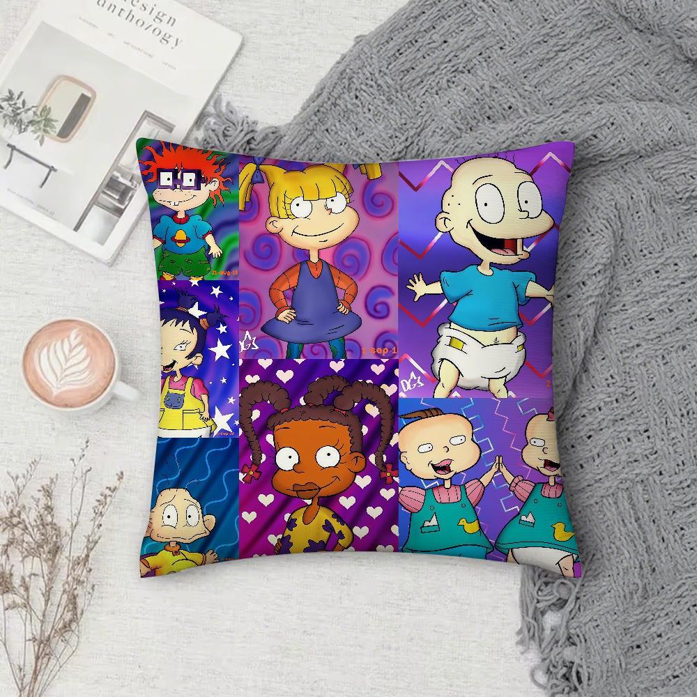 Cartoon R-Rugrats Pillow Case Square Double-Sided Printing Sofa Cushion Cover Pillowcase Bedroom Bedside