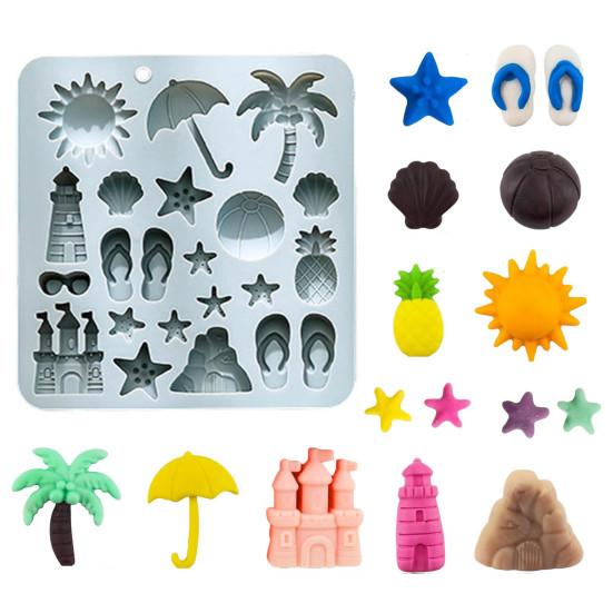 2Pcs Silicone Chocolate Baking Mold Summer Ocean Theme Shell Starfish Conch Jelly Molds Candy Making Supplies