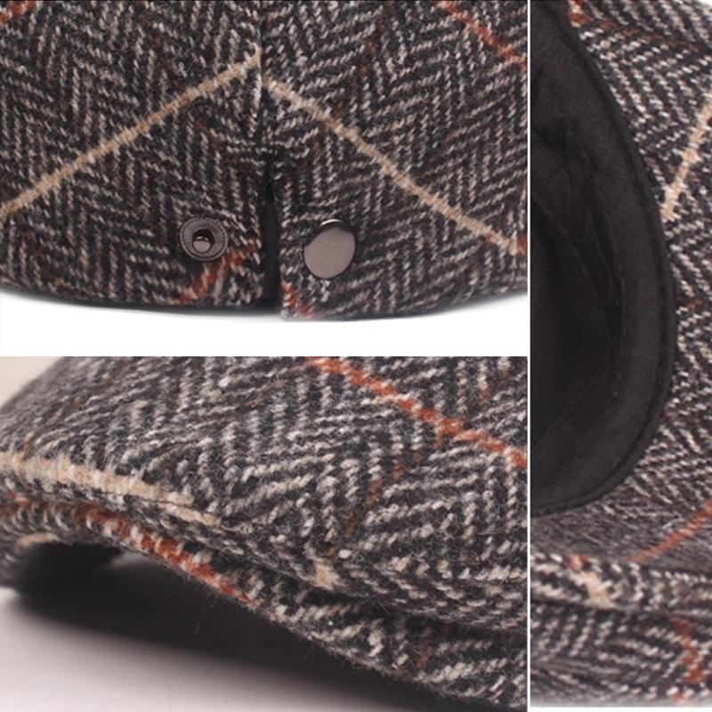 Béret d'automne et d'hiver en laine épaisse, casquette avant pour personnes d'âge moyen et personnes âgées, casquette à visière, casquettes de journal pour hommes, chapeau de lierre, chapeaux de peintres Gatsby
