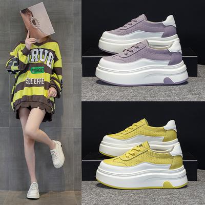 Leather Little White Shoes Women's Ins New Popular Spring and Summer Versatile Thick-soled Feet Small Board Shoes 2506