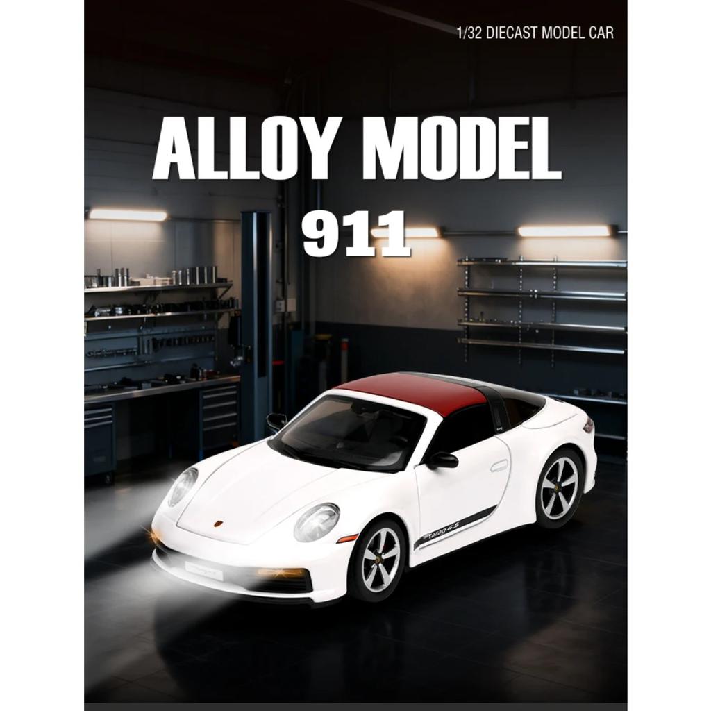 1/32 Porsche 911 Model Sports Car Toys Alloy Diecast Doors Opened Simulation Interior Rubber Tires Exquisite Supercar Toy