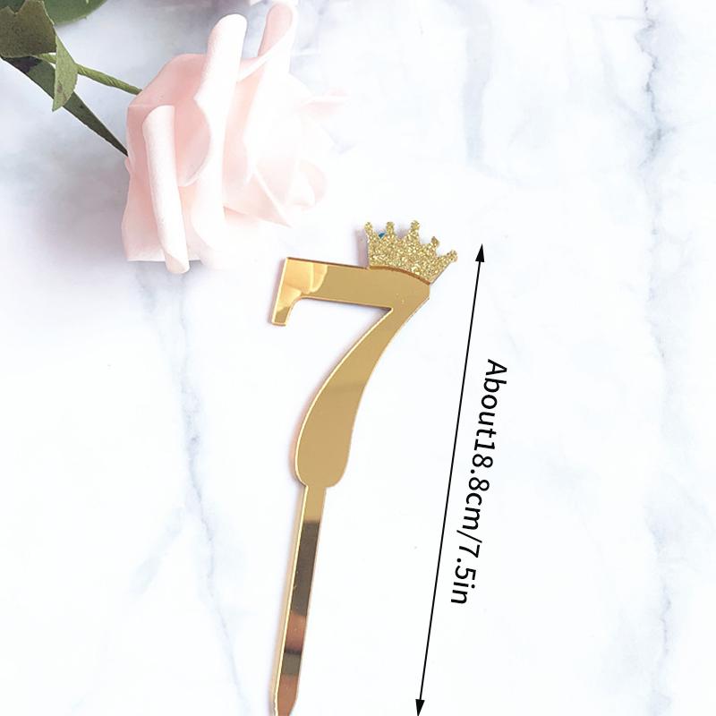 INS 0-9 Number Acrylic Mirror Cake Toppers For Kids Adults Birthday Party Supplies Wedding Anniversary Days Cake Decorations