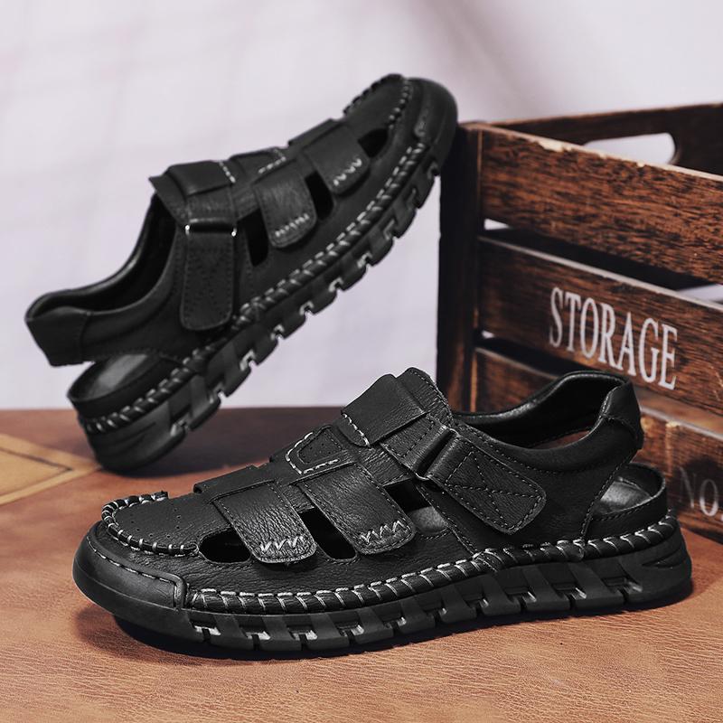 Leather Men Loafers Summer Business Sandals Breathable Driving Shoes Moccasins Hollow Out Male Shoes Leisure Walk Men Sandals