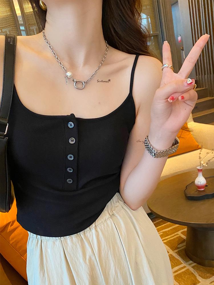 

Женский топ-майка с подкладкой - Летняя верхняя одежда, Красивая спина, Цельный топ 2024 S