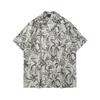 Summer New Men's Casual Beach Style Retro Lazy Style Full Printed Flower Design Sense Half Sleeve Flower Shirt