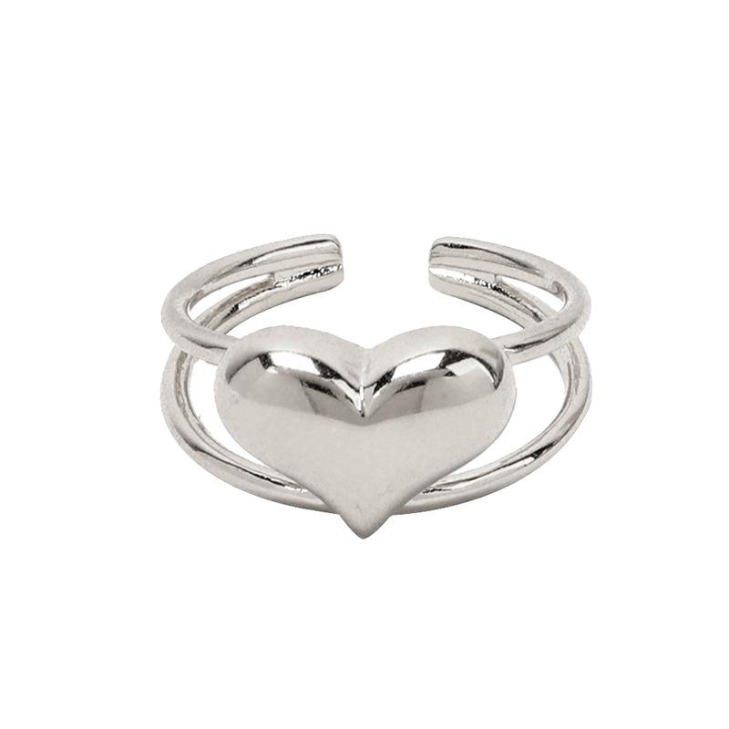 Ins Cold Wind, the Same Open Love Ring, Metal Simple Retro Heart Ring, Joint Ring.