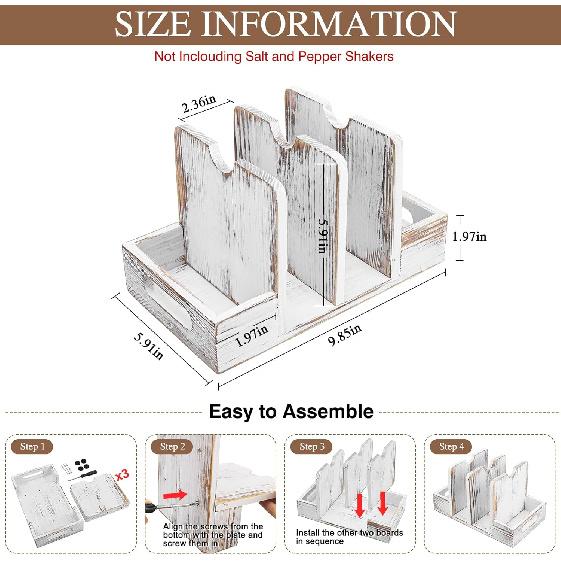 Napkin Holder for Table,Wood Standing Napkin Holder for Kitchen Table,Paper Napkin Storage for Centerpiece,Farmhouse Napkin Holder for Table