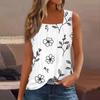 Modisches, lässiges Tanktop für Damen mit Blumendruck und quadratischem Ausschnitt, ärmellos