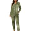 Women's Casual Fashion Plaid Patchwork Print Long-Sleeved Trousers Homewear Set