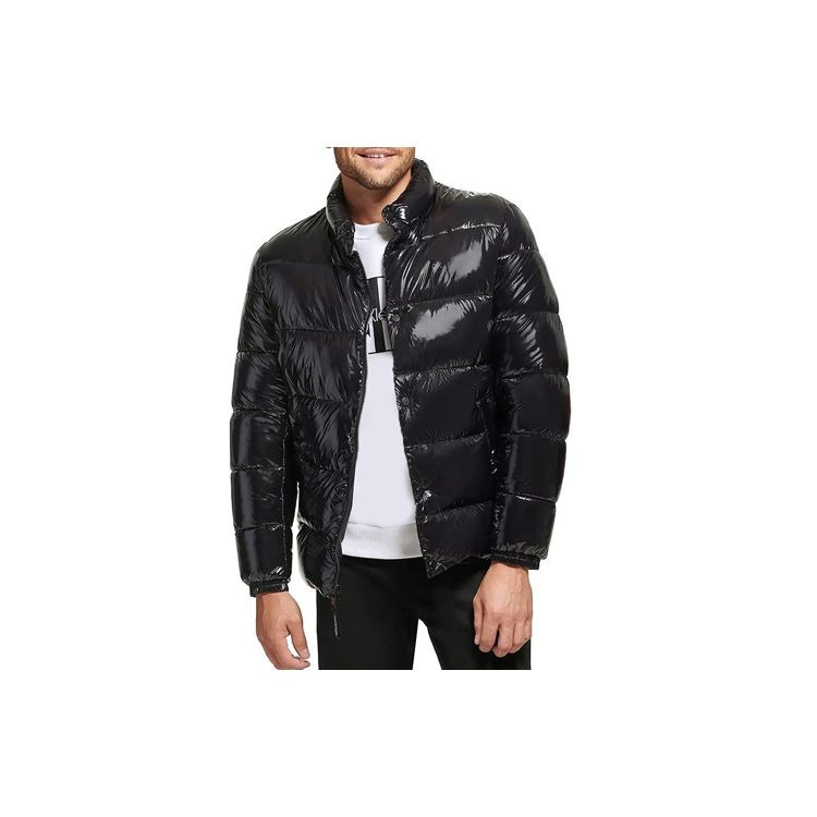 CALVIN KLEIN Glossy Solid Stand Collar Quilted Warm Loose Zip Puffer Jacket Men Black CM152963-blk S