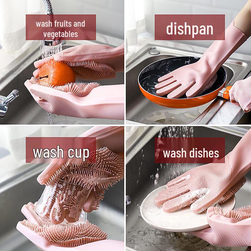 Thickened Anti-Scald & Scratch Silicone Gloves for Dishwashing, Vegetables, Pet Bathing & Kitchen Use