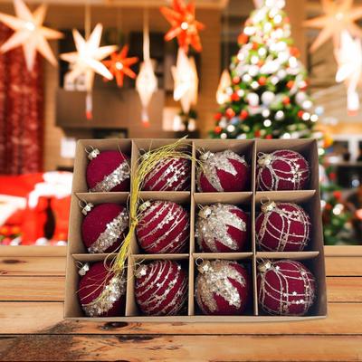 12 Pieces Christmas Hanging Balls Ornament for Tree Pendants Porch Decorations 6cm