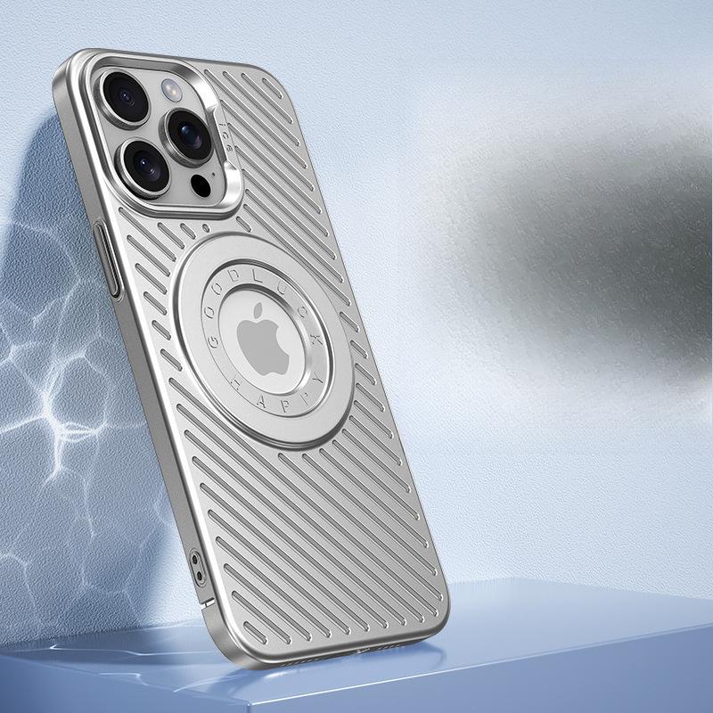 

Подходит для Iphone16 Ice Armor Чехол для телефона с теплоотводом 15 Магнитная зарядка Apple 14ProMax Противоударный защитный чехол iPhone16proMax серебряный