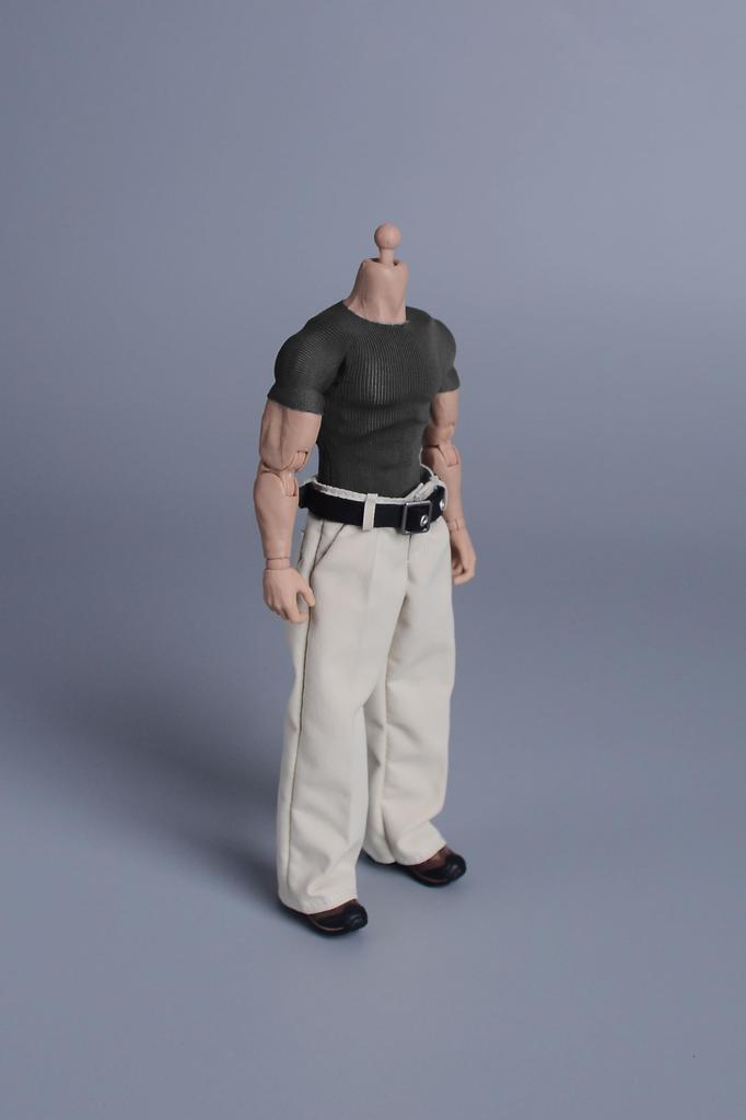 112 scale action figure costume for both male and female figures. Tight short-sleeved T-shirt, muscular build, short-sleeved T-shirt and pants (body,