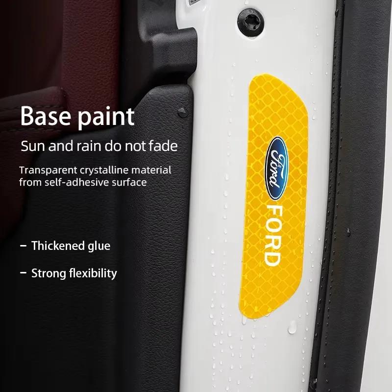 AKM1 4Pcs Car Door Sticker Safety Warning Reflective Mark For Ford S MAX Ranger Focus Fiesta Mondeo Kuga Mustang Escort KA Ecosport