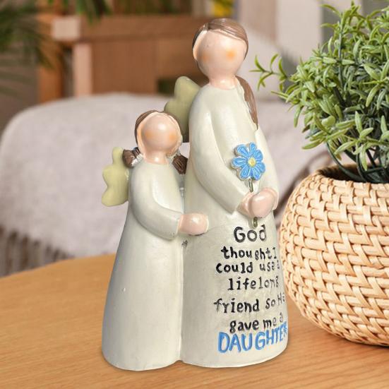 Żywiczna Figurka Anioła Matka Córka Statuetka Anioła Ozdoba na Stół Symbol Miłości Matki i Córki Prezent