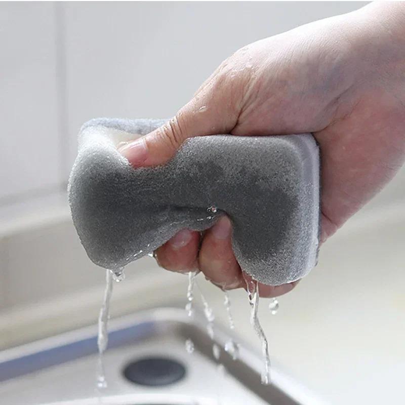 5/10Pcs Double-sided Kitchen Cleaning Sponge Pads Gray Dish Washing Scrubber