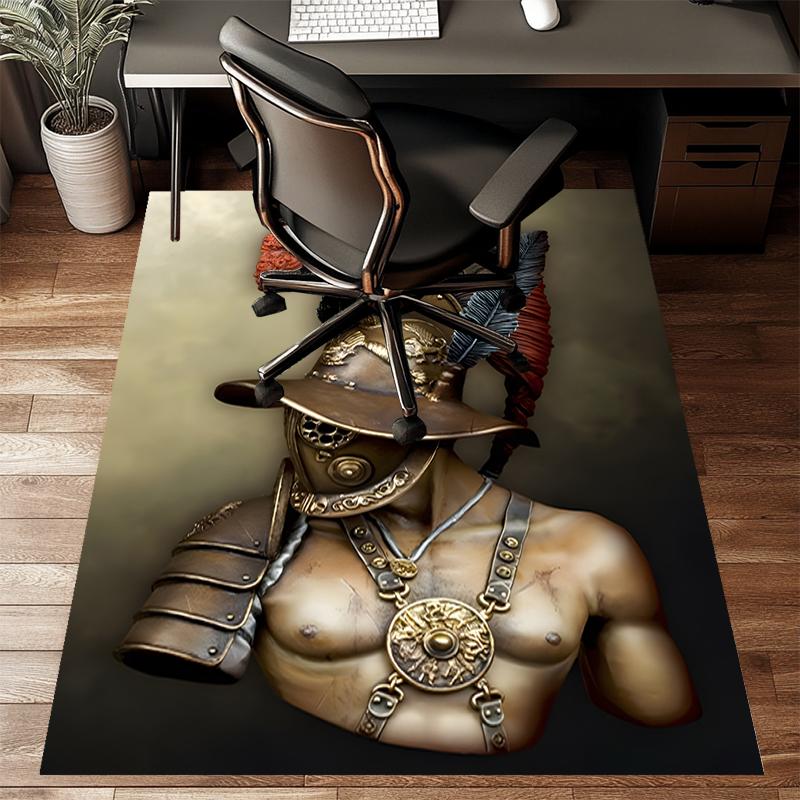 Gladiator Helmet Polyester Carpet, Soft Indoor Mat for Office Chair, Living Room, Computer Desk - Decorative Home Office Rug Design