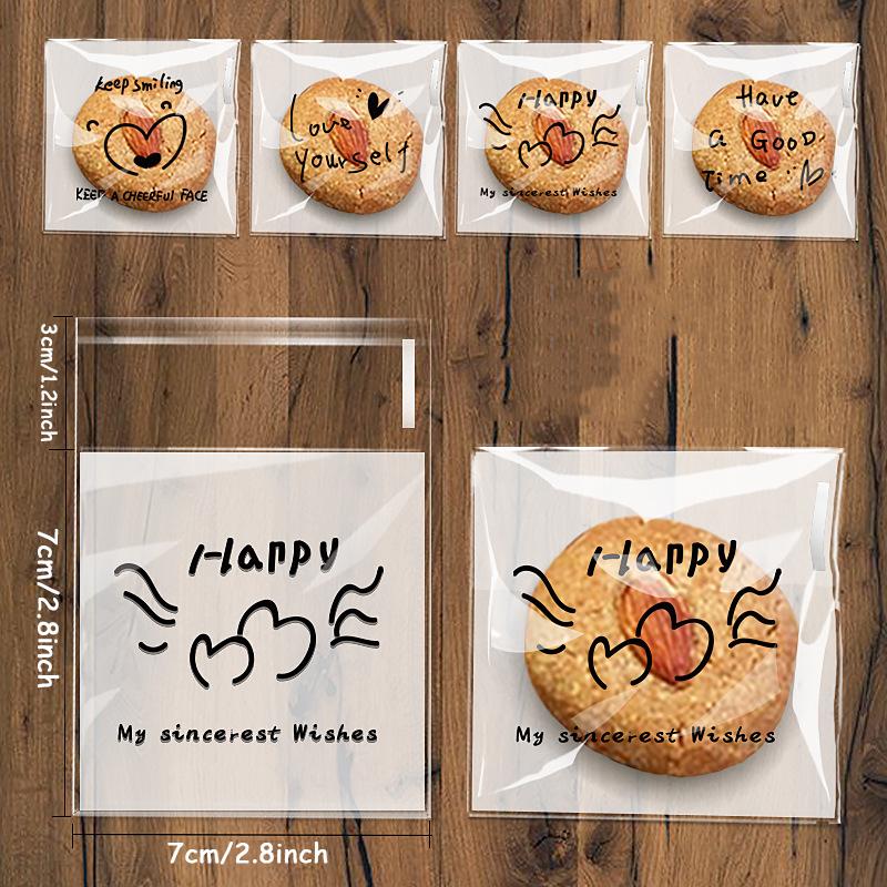 100pcs Transparent Plastic Self-adhesive Bag Have a Nice Day Candy&Cookies Bags Small Pouches Gifts Bag Wrapping