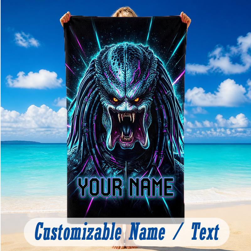 Beach Towel Custom Name Text, Quick Dry Large Towel For Beach HomePredator