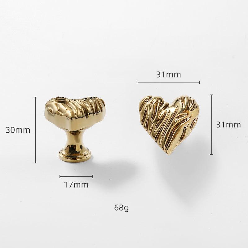 

1 шт. Элегантная ручка в форме сердца из чистого латунного золота для шкафа - латунный материал, подходящий для фурнитуры ящика туалетного столика | Изысканное украшение