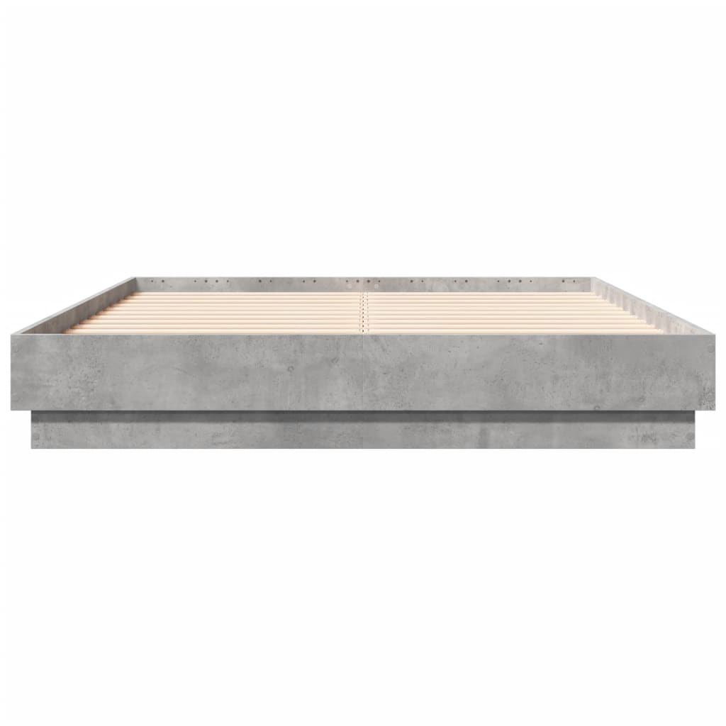 Bed Frame Concrete Grey 135 x 190 cm Engineered Wood