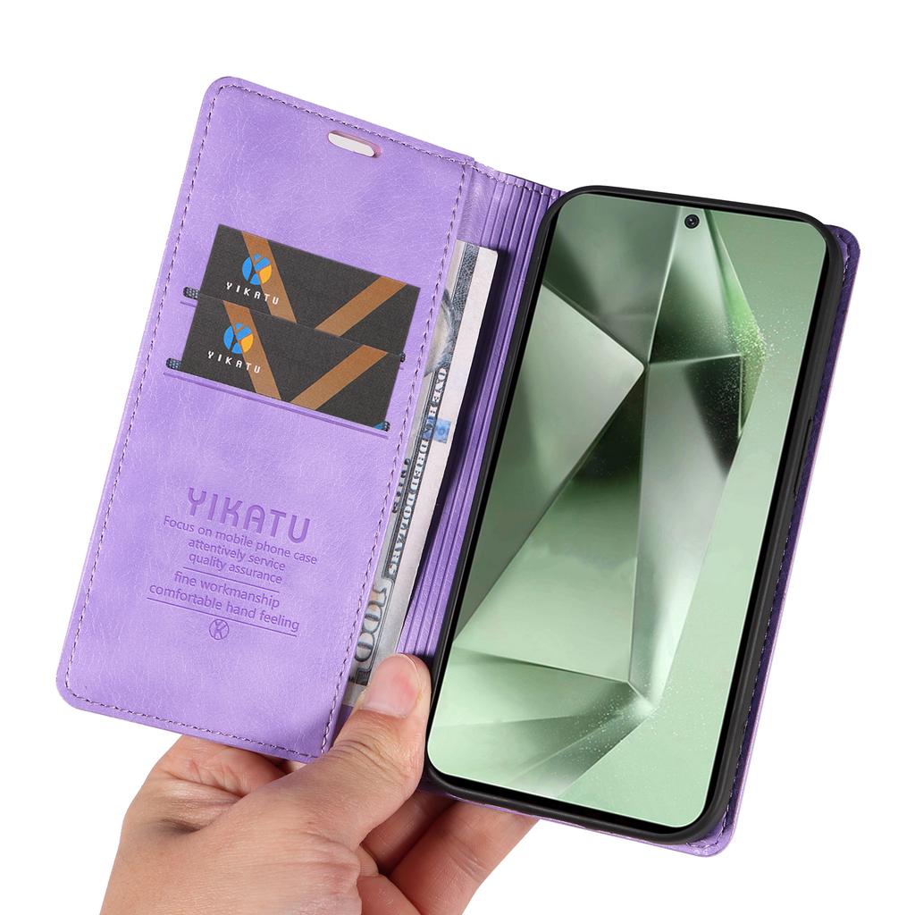 Handyhülle mit Lichee-Muster, PU-Leder, Kartenfächern, Brieftaschenformat für Samsung Galaxy S8, S9, S10, S20, S21, S22, S23, S24, A05, A12, A13, A14, A15, A52, A55, A22, A24 ...
