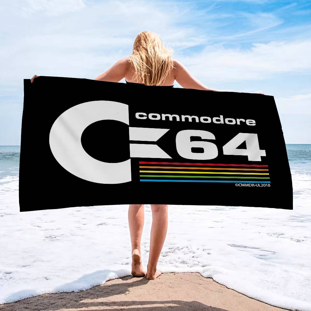 Commodore 64 logo Microfiber Blanket Quick Drying Beach Towels Oversized Printing Super Absorbent Pool Towel Blanket