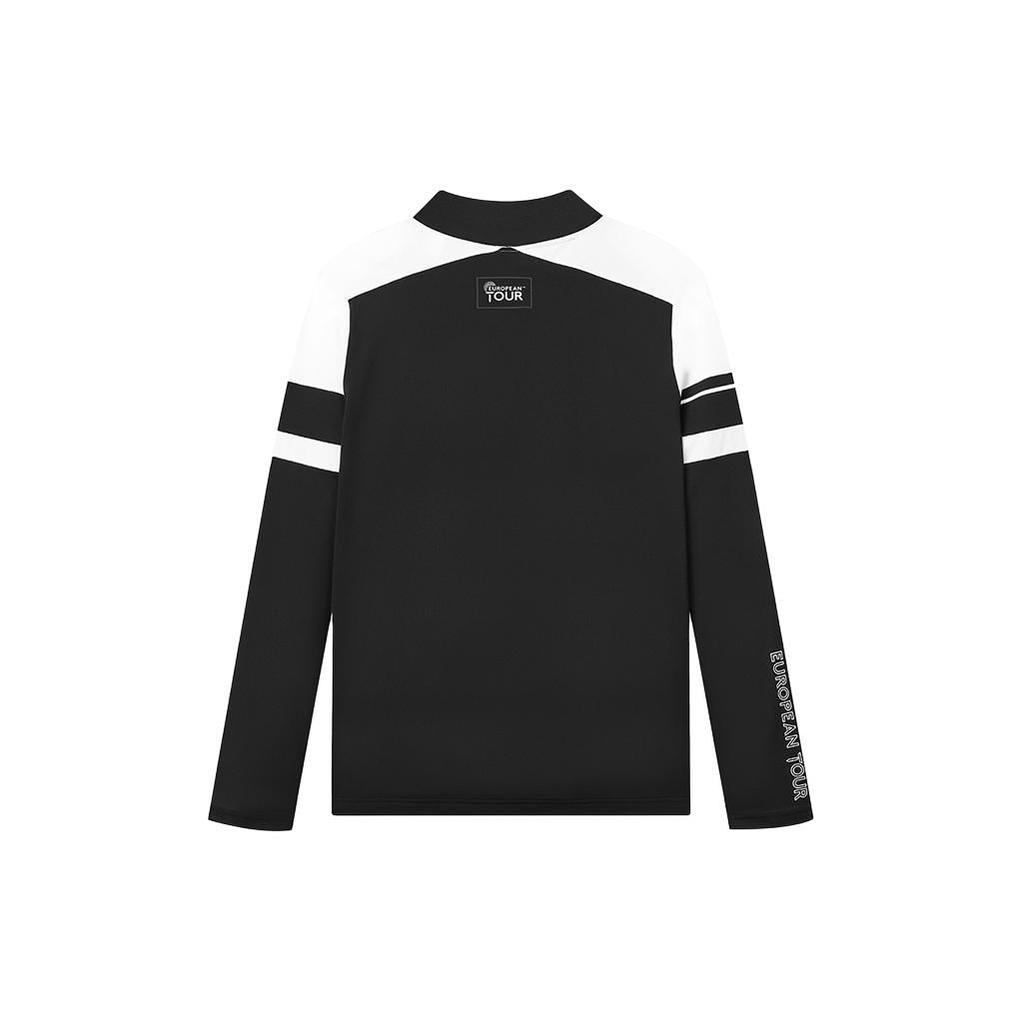 Fila Golf Color Block Stand Collar Pullover Long Sleeve T-Shirt Men Tops Deep-Black A11M145229F-BK
