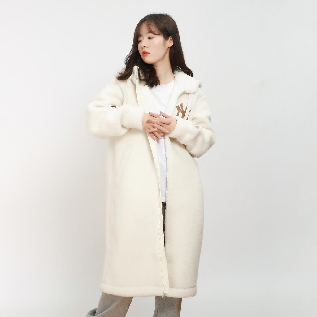 New MLB DUMBLE FLEECE New York Yankees Velvet Jackets Unisex Cream 3AJPF2816-50CRS