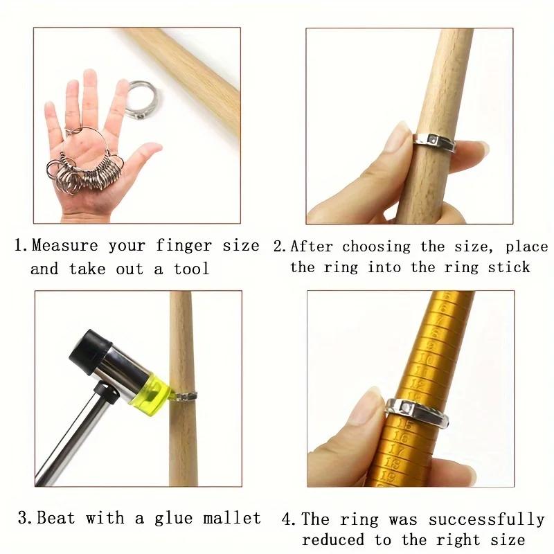Yasumai Jewelers Rubber Hammer Mallet with Wood Ring Mandrel Sizer Sizing Adjuster Repair Tools Jewelry Making Kit