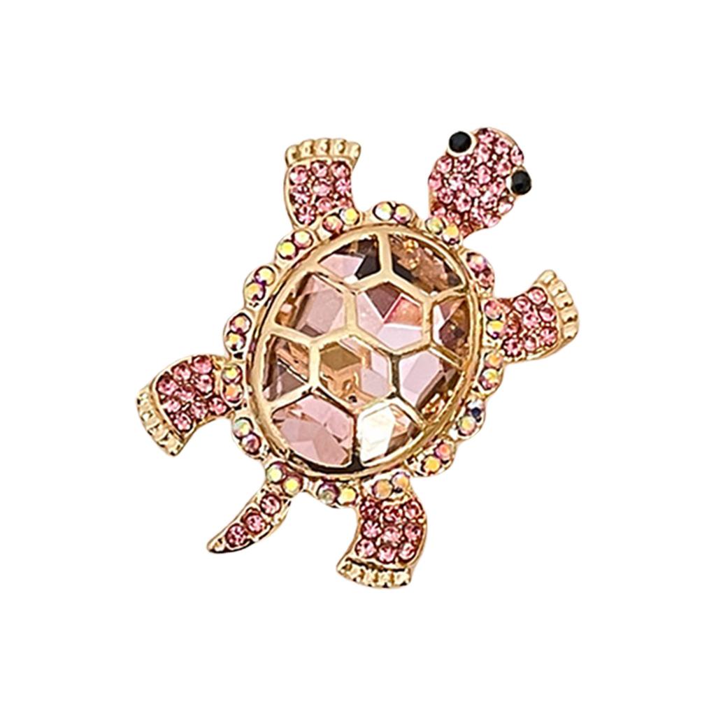 Crystal Studded Turtles Brooch With Secure Clasp Hypoallergenically Alloy Lapel Pin Jewelry For Parties Travel Gifts