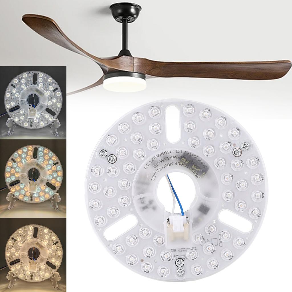 5.3 Inch Ceiling Fan LED Light Replacement 24W 3CCT Dimmable Magnetic LED Fan Light Board Panel Retrofit Light with Memory Function